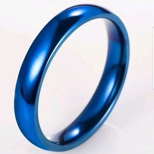 Blue  Titanium Wedding Band Men Women  Ring 4mm